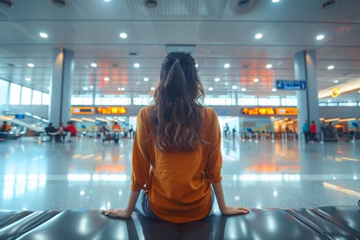 Tourism in passenger hall at airport.