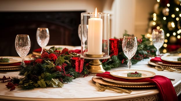 Christmas at the manor, English countryside decoration and festive interior decor