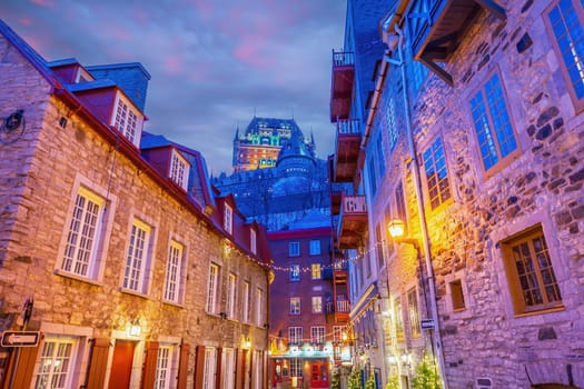 Quebec City skyline, cityscape of Canada  at sunset