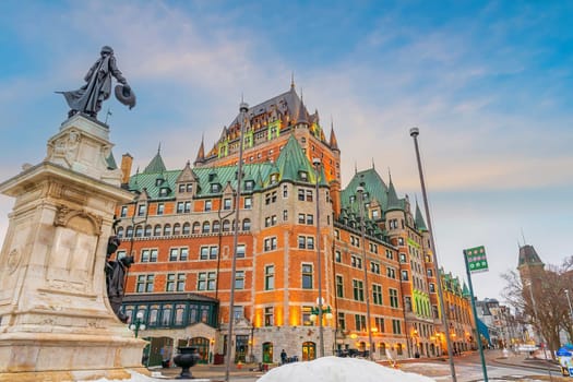 Quebec City skyline, cityscape of Canada  at sunset