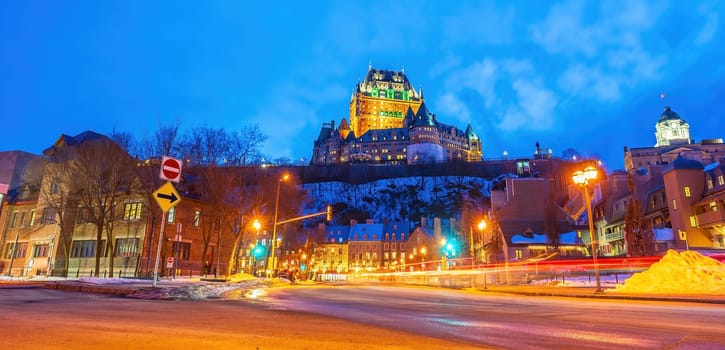 Quebec City skyline, cityscape of Canada  at sunset