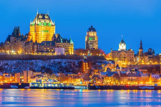 Quebec City skyline, cityscape of Canada  at sunset