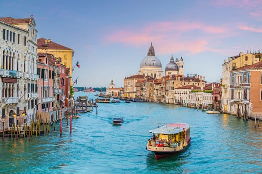 Romantic Venice at twilight. Cityscape of  old town and Grand Canal