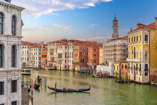 Romantic Venice at twilight. Cityscape of  old town and Grand Canal