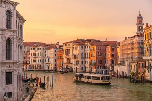 Romantic Venice at twilight. Cityscape of  old town and Grand Canal