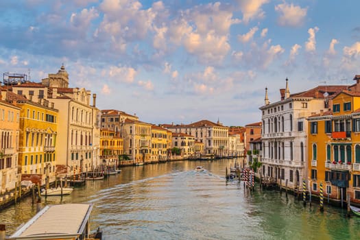 Romantic Venice at twilight. Cityscape of  old town and Grand Canal