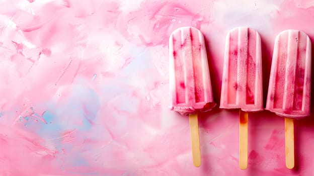 Multi-colored popsicles on a hot day against the background of a magical sky. Summer food concept.