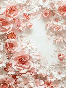 This image captures the gentle beauty of paper art flowers in soft pink tones, creating a dreamy and delicate aesthetic. Its an enchanting floral display.