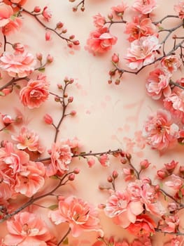 Cherry blossoms in full bloom present a tender blush over a soft background, symbolizing the delicate beauty of spring.