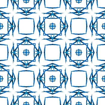 Textile ready terrific print, swimwear fabric, wallpaper, wrapping. Blue graceful boho chic summer design. Hand drawn tropical seamless border. Tropical seamless pattern.