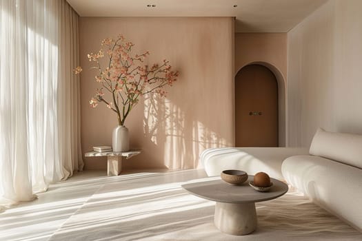 Minimalistic room interior in light colors.