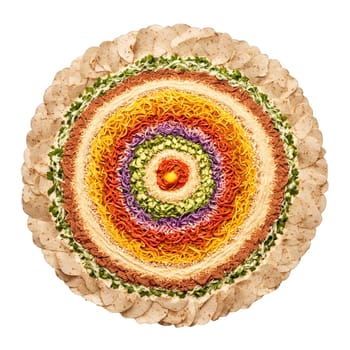 Fajita seasoning mandala a smoky mandala of fajita seasoning with paprika and garlic powder swirling. Food isolated on transparent background.