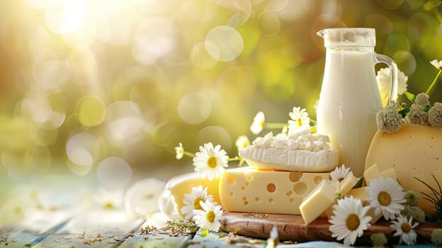 Farm dairy products on the table. Selective focus. Food.