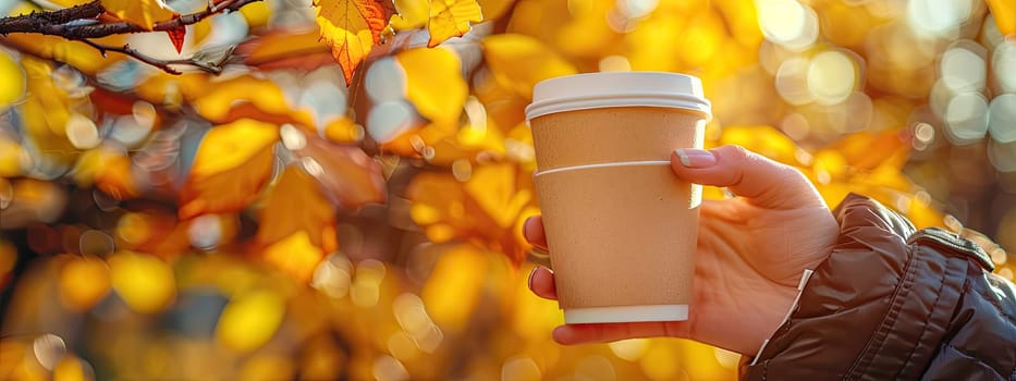 A glass of coffee in a woman's hand in the park. Selective focus. nature.