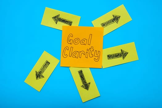 Goal clarity abstract. Stickers with arrows and one with inscription.