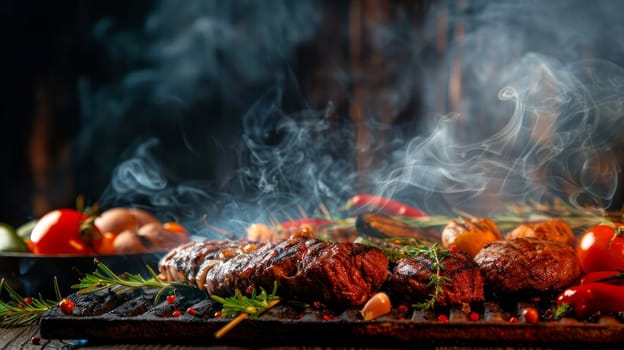 Sizzling Steak Feast with Steam.
