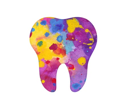Tooth icon. Colorful watercolor illustration isolated