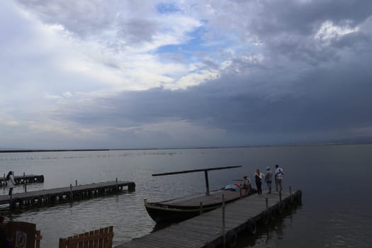 Natural Park of the Albufera in Valencia (Spain). Sunset in a cloudy day
