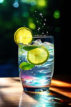 Invigorating fruit-infused water elegantly presented in a sparkling glass on a sunny day