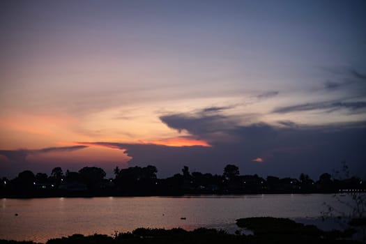 Chao Phraya River At Chainat Province Atmosphere Of Living To The Water. Thailand Country Side with the river.