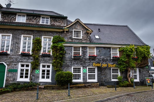 Solingen Geafrath, Germany - 2022 Octoder 01: Beautiful Slate houses, sightseeing in Greafrath, North-Rhine Westphalia, Germany