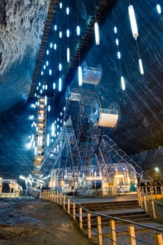 Turda, Romania - 27 November 2019: Popular touristic salt mine Salina Turda in Romania