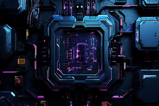 A computer screen displaying a vibrant and intricate purple and blue pattern, creating a striking visual effect. The colors blend and swirl in a mesmerizing design, drawing the viewers attention to the screen.