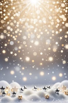 Snowy realistic background with bokeh, winter holiday concept