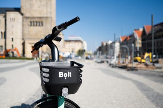 Poznan, Poland - 07 July 2023: Bolt Company Urban Rental Bicycle Is On The Street