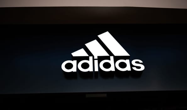 Poznan, Poland - 07 July 2023: Adidas Logo Sign Hangs Above Store