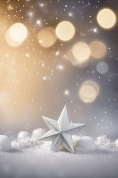 Snowy realistic background with bokeh, winter holiday concept