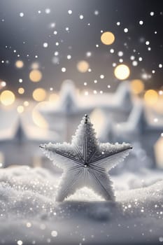 Snowy realistic background with bokeh, winter holiday concept