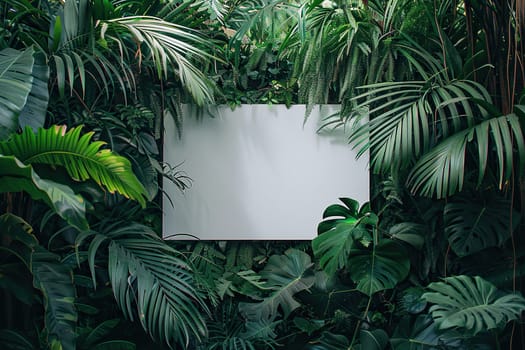 White empty banner in the middle of the tropical forest