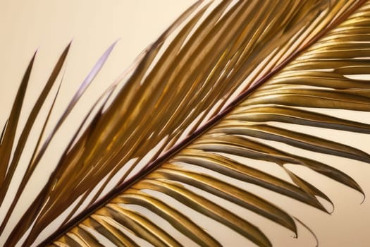 Chic and Stylish: Sophisticated golden palm leaves on a creamy textured background, a symbol of timeless elegance