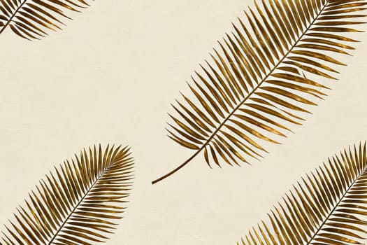 Chic and Stylish: Sophisticated golden palm leaves on a creamy textured background, a symbol of timeless elegance