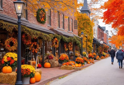 Picturesque countryside town enveloped in autumnal charm