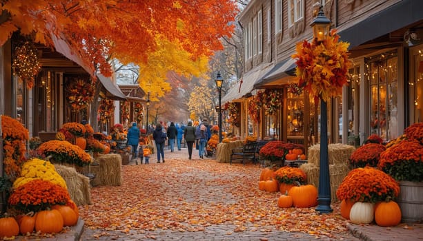 Picturesque countryside town enveloped in autumnal charm