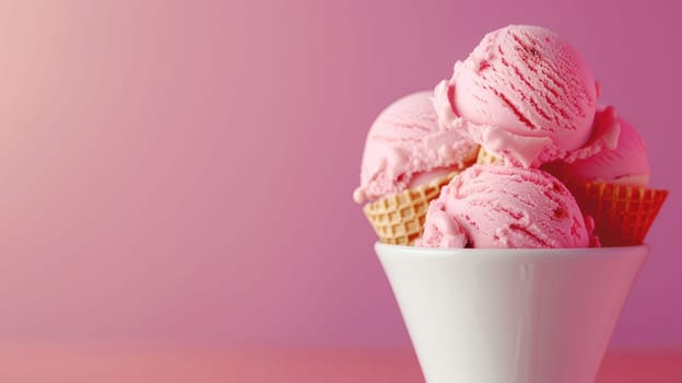 Tasty sweet Ice cream with mixed berry, Pastel colors ice cream banner background template with copy space.