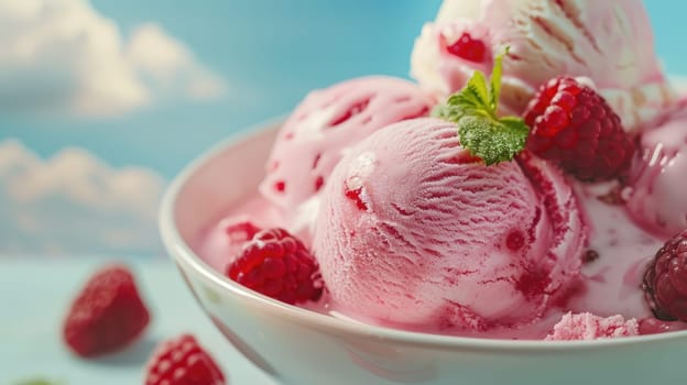 A glass of ice cream with strawberries and cherry on top.