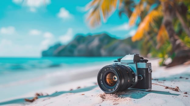 A film camera on the beach, Best travel memories, Memories from photographs.