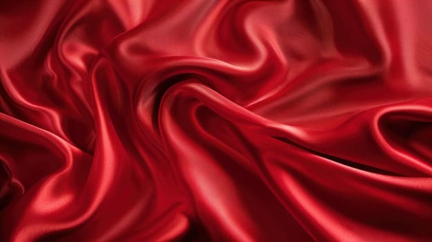 Elegant red satin fabric with beautiful folds for fashion and beauty design concept