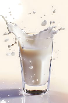 A glass of milk, with the white liquid splashing out of it, is a common image associated with drinkware and tableware, showcasing the fluidity of the ingredient in a playful manner