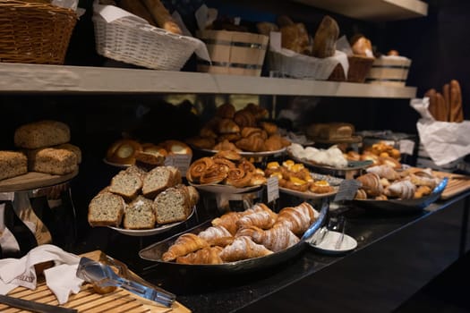 baking bread and rolls for food in the store