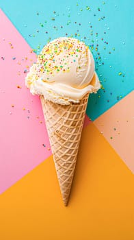 Ice cream colourful summer treat, sweet dessert in summertime, holiday food idea