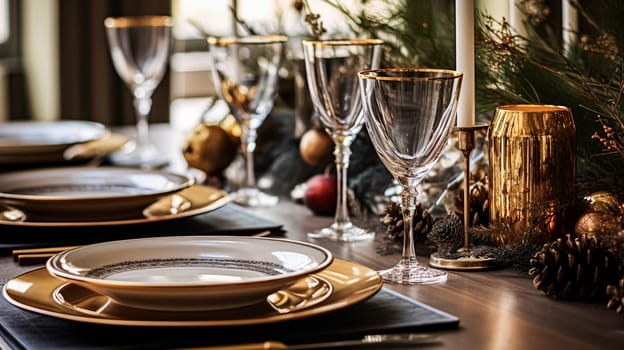 Christmas holiday family breakfast, table setting decor and festive tablescape, English country and home styling inspiration