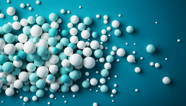 White pills on blue background. High quality photo