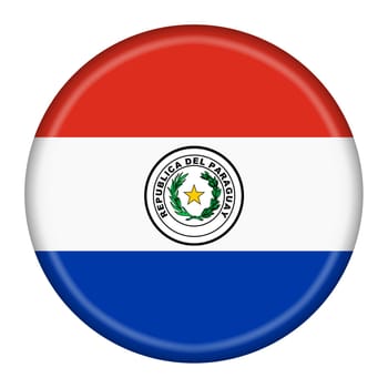 A Paraguay flag button 3d illustration with clipping path