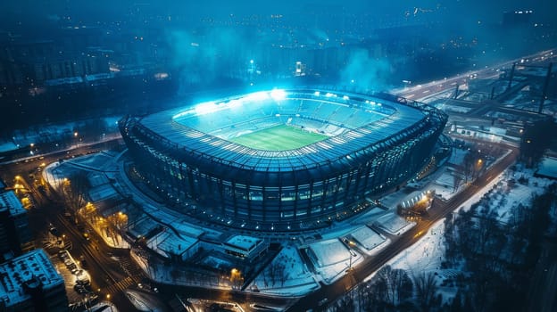 Aerial view on soccer stadium or Football arena.