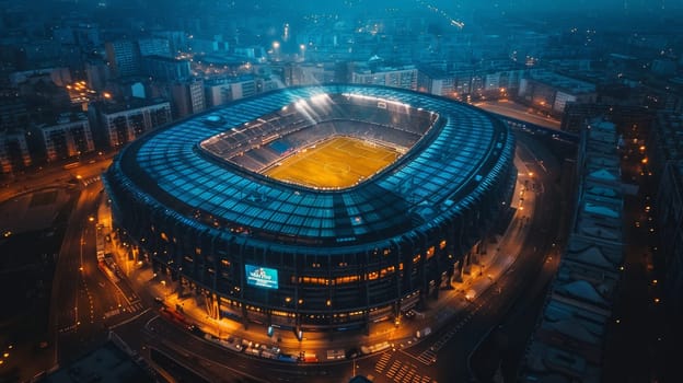 Aerial view on soccer stadium or Football arena.