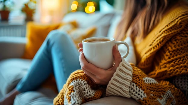 a relax woman hold white cup of coffee for mock up ..